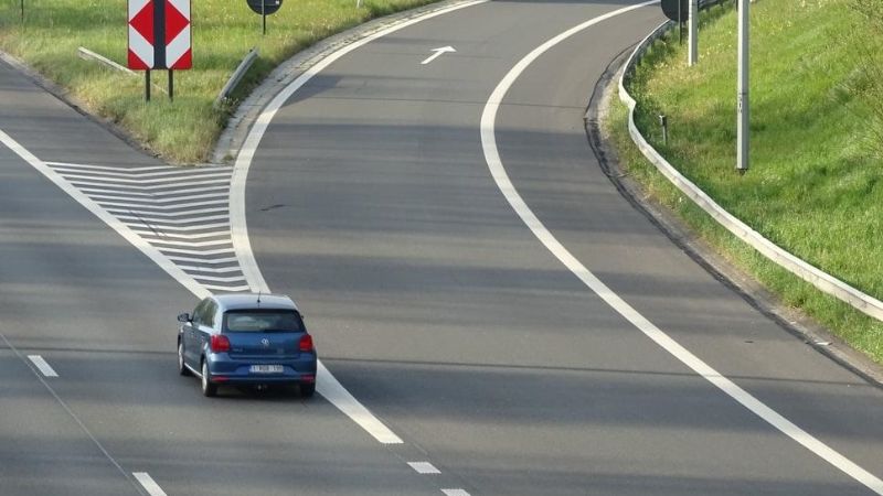 A car on a highway.