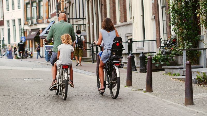 Cyclists in the city.