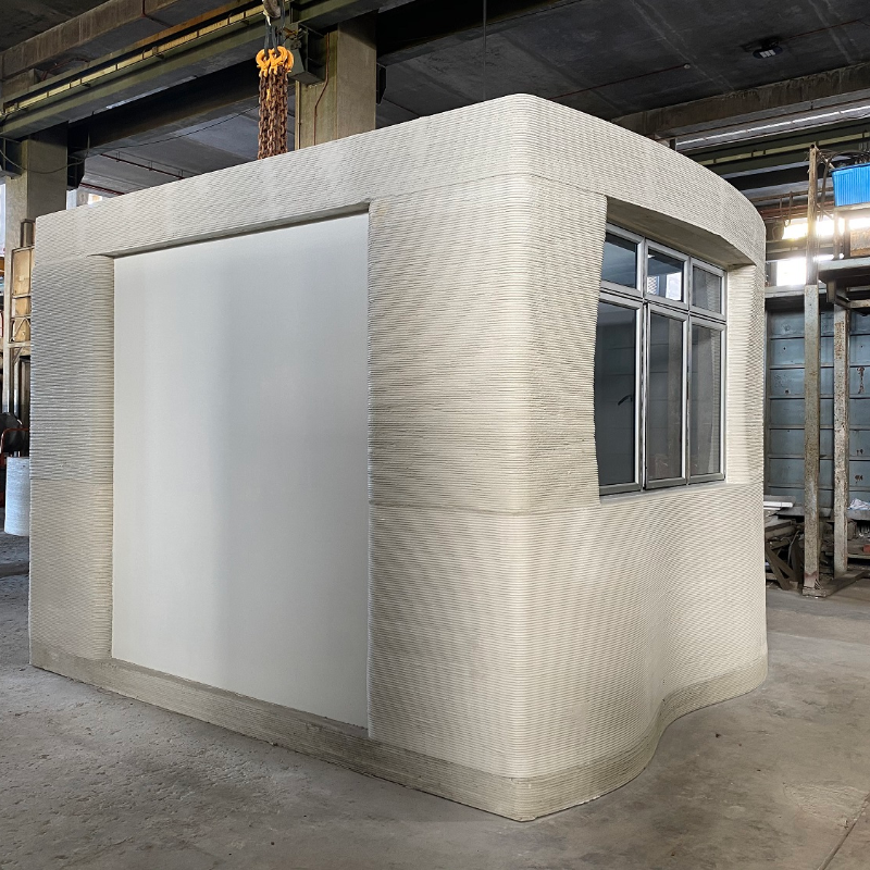 A part of a house, made with 3D concrete printing.