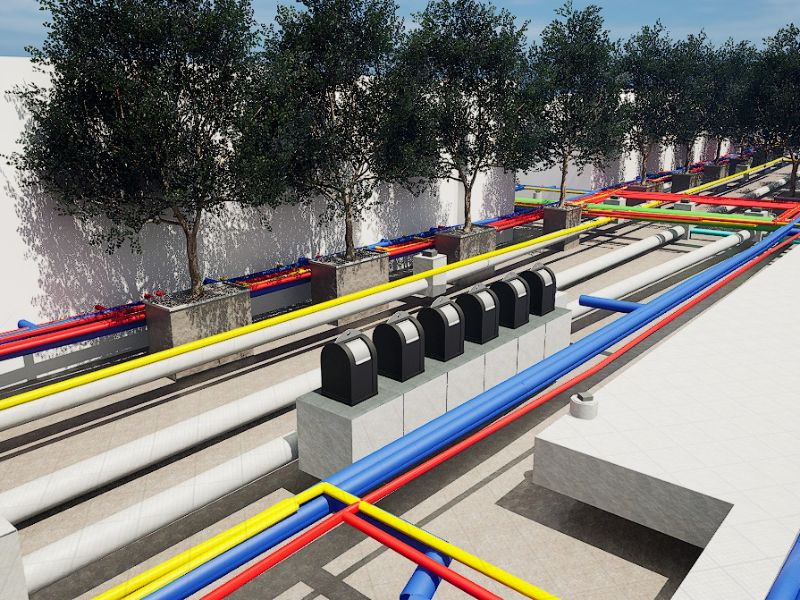 A photo of the visualisations of the Integrated 3D Pipelane Design.