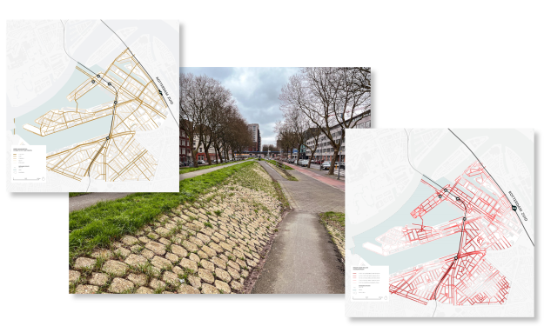 A collage of 3 photos of the Pedestrian Traffic Monitor Rotterdam.